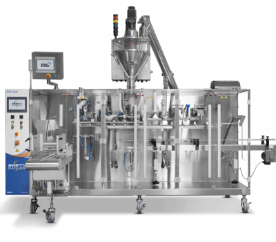 Star auger filling machine attached to swifty bagger for pouch filling product